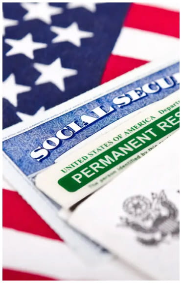 american flag with social security card